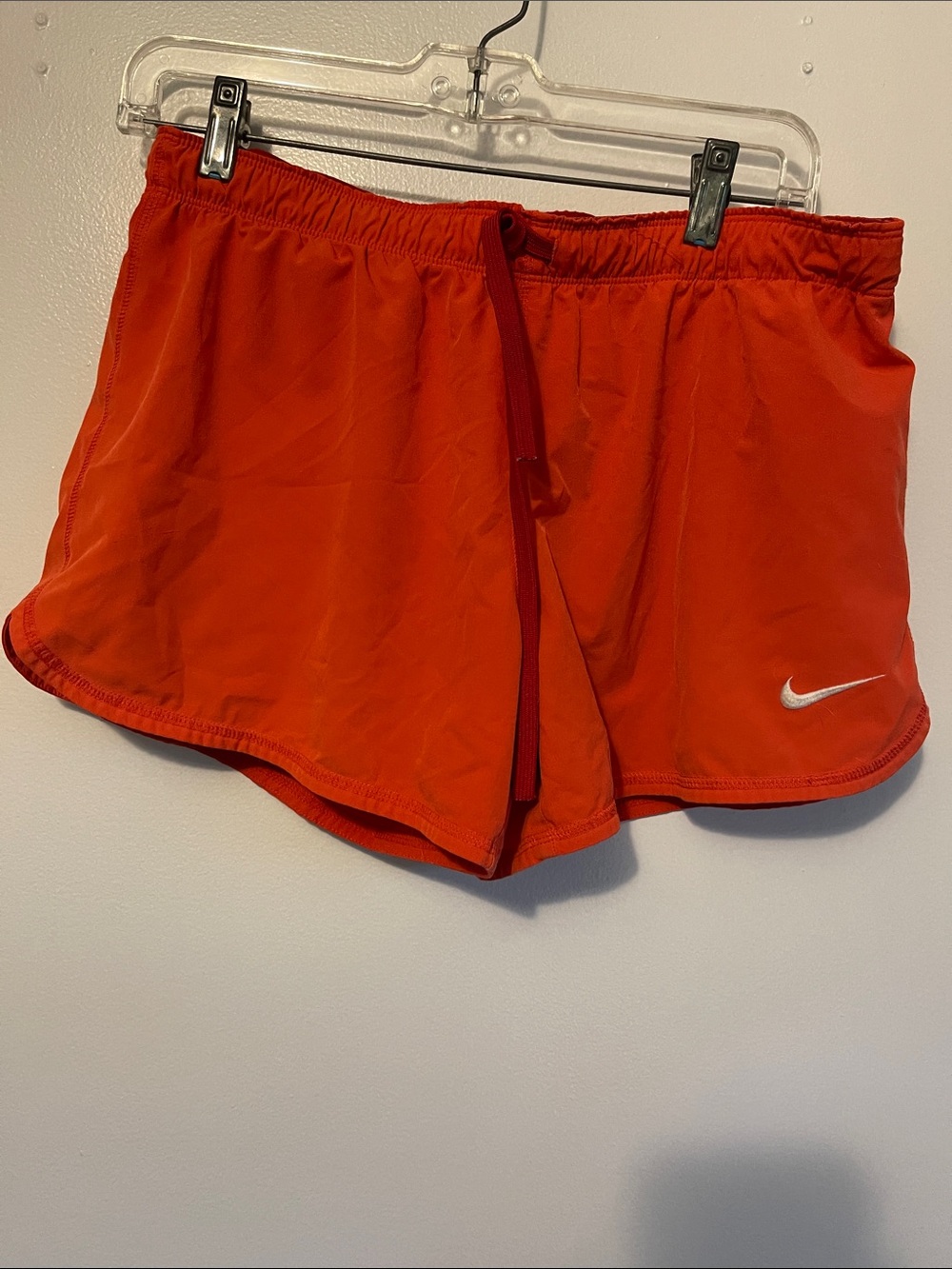 Nike Women's Bright Orange Athletic Shorts with Drawstring
